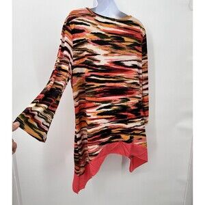 Vintage Y2K Rave Asymmetrical Top Womens Size  XL stretchy  Long Sleeves baby do